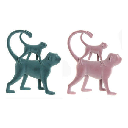 Deko-Figur DKD Home Decor 22,5 x 8 x 27,5 cm Rosa grün Harz Tropical Beflockt