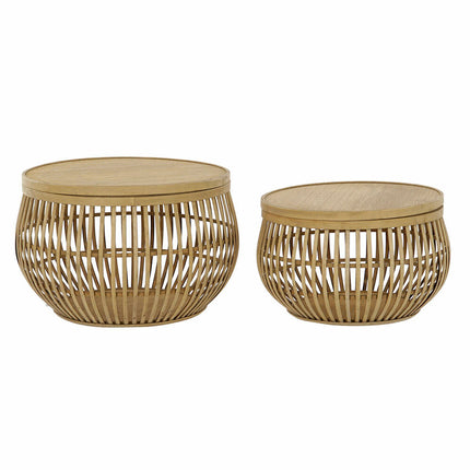 Satz mit 3 Tischen DKD Home Decor Rattan Bambus (51 x 51 x 33 cm) (44 x 44 x 27.5 cm) (2 pcs)