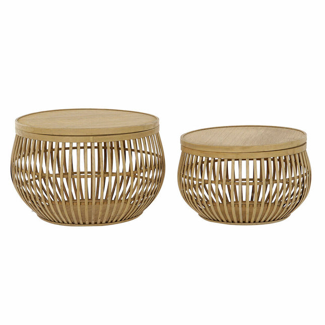 Satz mit 3 Tischen DKD Home Decor Rattan Bambus (51 x 51 x 33 cm) (44 x 44 x 27.5 cm) (2 pcs)