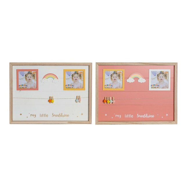 Bilderrahmen mit Klammern DKD Home Decor 42 x 2 x 32 cm Für Kinder Holz MDF Regenbogen (2 Stück)