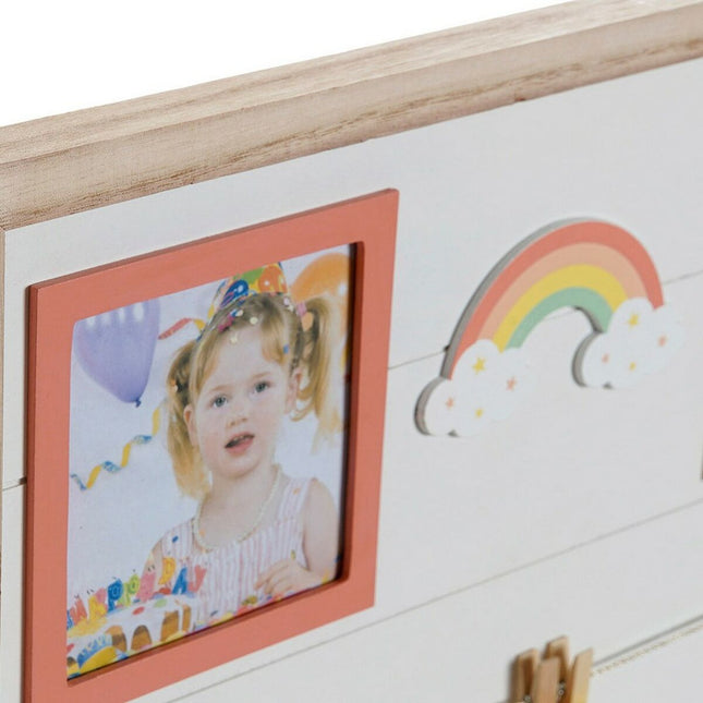 Bilderrahmen mit Klammern DKD Home Decor 42 x 2 x 32 cm Für Kinder Holz MDF Regenbogen (2 Stück)