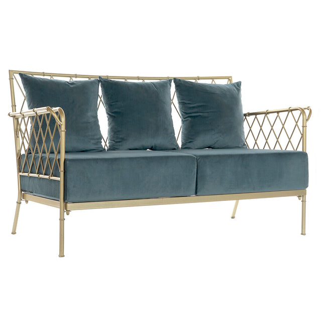 Sofa DKD Home Decor 135 x 70 x 79 cm Blau Gold Metall Moderne
