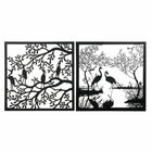 Wanddekoration DKD Home Decor 98 x 1 x 98 cm Schwarz Vögel (2 Stück)