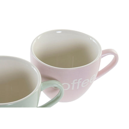 Set aus 6 Teetassen mit Teller DKD Home Decor Blau Rosa grün Steingut 150 ml