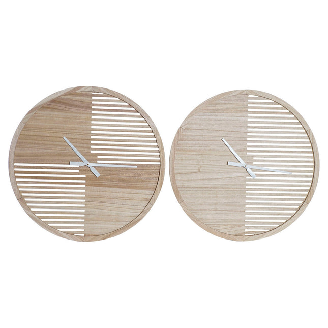 Wanduhr DKD Home Decor natürlich Weiß 60 x 4,5 x 60 cm Holz MDF (2 Stück)