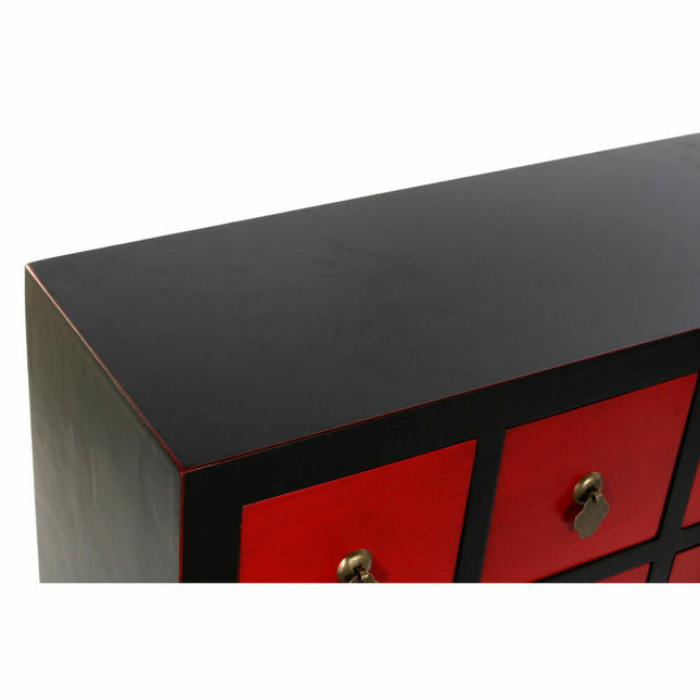 Schubladenschrank DKD Home Decor Tanne Rot Schwarz MDF Orientalisch (63 x 27 x 101 cm)
