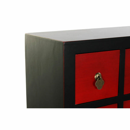 Schubladenschrank DKD Home Decor Tanne Rot Schwarz MDF Orientalisch (63 x 27 x 101 cm)