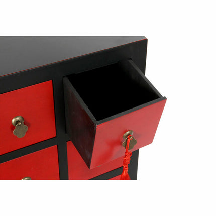 Schubladenschrank DKD Home Decor Tanne Rot Schwarz MDF Orientalisch (63 x 27 x 101 cm)