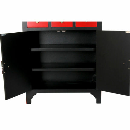 Schubladenschrank DKD Home Decor Tanne Rot Schwarz MDF Orientalisch (63 x 27 x 101 cm)