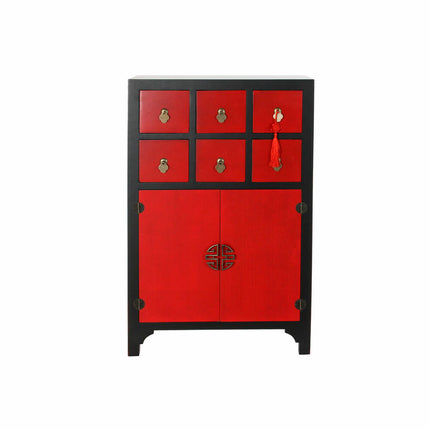 Schubladenschrank DKD Home Decor Tanne Rot Schwarz MDF Orientalisch (63 x 27 x 101 cm)
