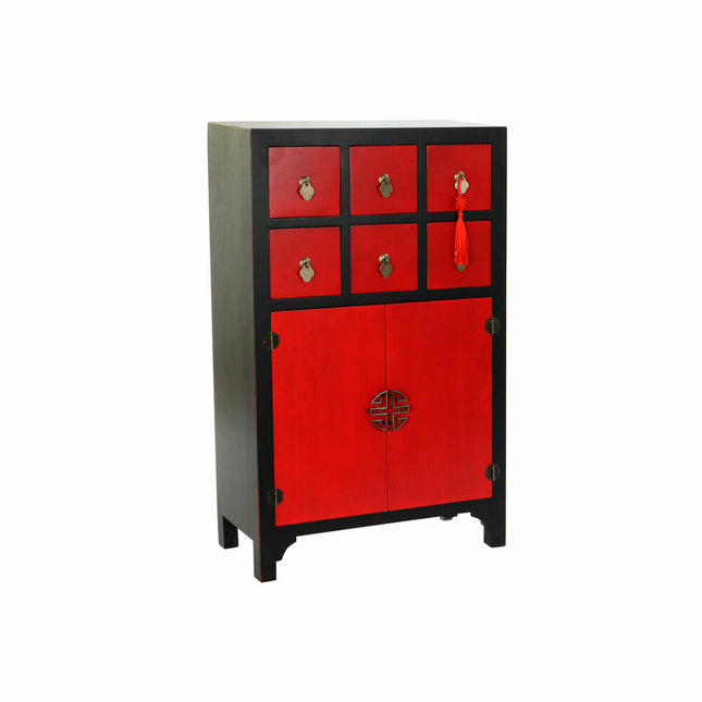 Schubladenschrank DKD Home Decor Tanne Rot Schwarz MDF Orientalisch (63 x 27 x 101 cm)
