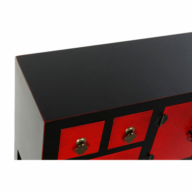 Konsole DKD Home Decor Tanne Rot Schwarz MDF Orientalisch (95 x 25 x 78,5 cm)