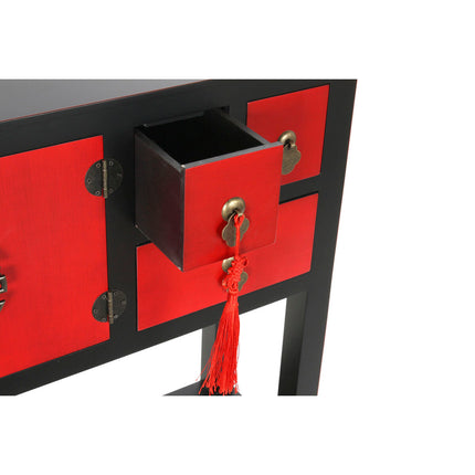 Konsole DKD Home Decor Tanne Rot Schwarz MDF Orientalisch (95 x 25 x 78,5 cm)
