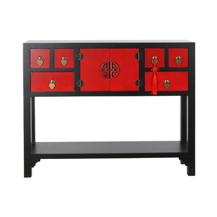 Konsole DKD Home Decor Tanne Rot Schwarz MDF Orientalisch (95 x 25 x 78,5 cm)