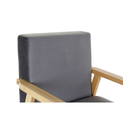 Sessel DKD Home Decor 8424001802159 natürlich Grau Polyester Holz MDF (62 x 70 x 76 cm)