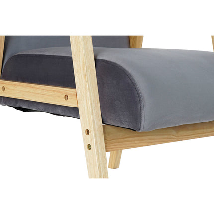 Sessel DKD Home Decor 8424001802159 natürlich Grau Polyester Holz MDF (62 x 70 x 76 cm)