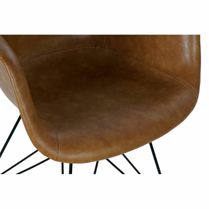 Stuhl DKD Home Decor Schwarz Polyurethan Metall Camel (64 x 60 x 84 cm)