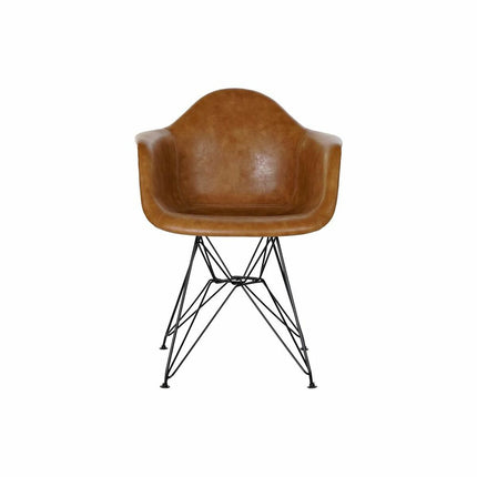 Stuhl DKD Home Decor Schwarz Polyurethan Metall Camel (64 x 60 x 84 cm)