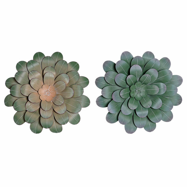 Wanddekoration DKD Home Decor Blume 60 x 8 x 60 cm grün (2 Stück)