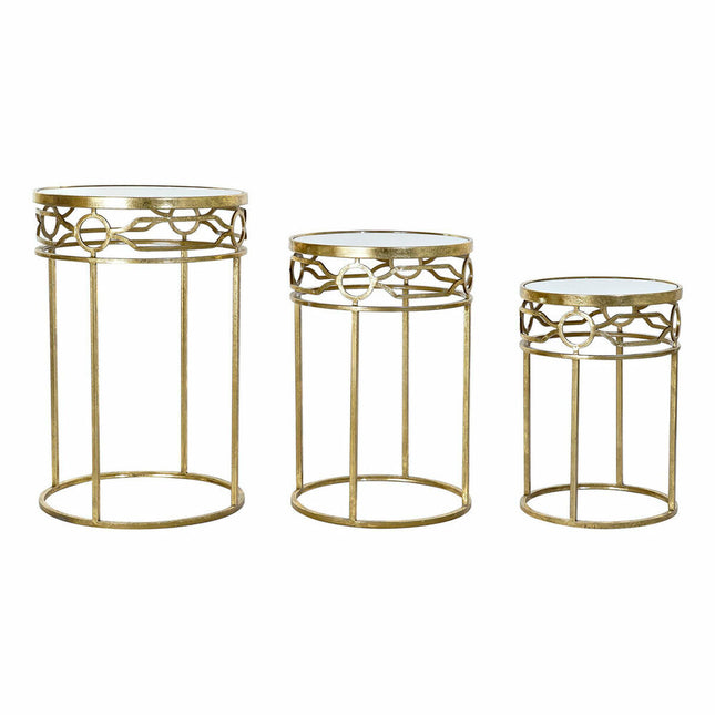 Set mit 3 Tischen DKD Home Decor Spiegel Gold Metall (46 x 46 x 70 cm)