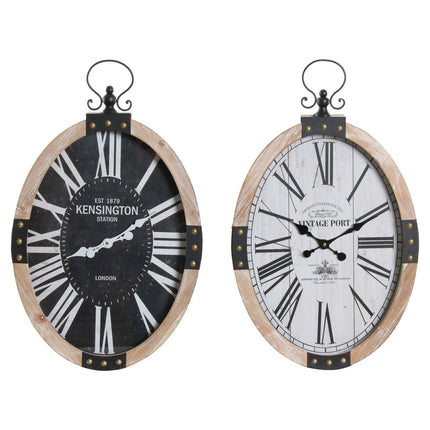 Wanduhr DKD Home Decor RE-180396 Oval 43 x 6,5 x 71 cm natürlich Beige Eisen Holz MDF (2 Stück)