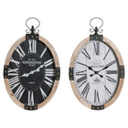 Wanduhr DKD Home Decor RE-180396 Oval 43 x 6,5 x 71 cm natürlich Beige Eisen Holz MDF (2 Stück)