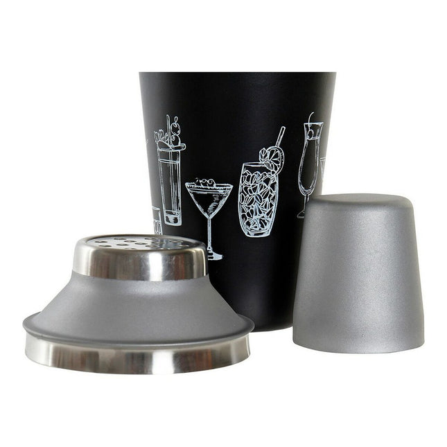 Cocktail-Shaker DKD Home Decor 9,5 x 9,5 x 22 cm Silberfarben Schwarz Edelstahl