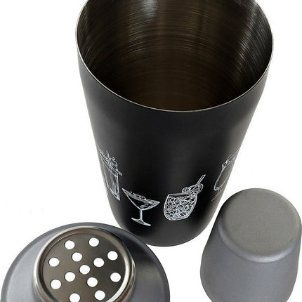 Cocktail-Shaker DKD Home Decor 9,5 x 9,5 x 22 cm Silberfarben Schwarz Edelstahl
