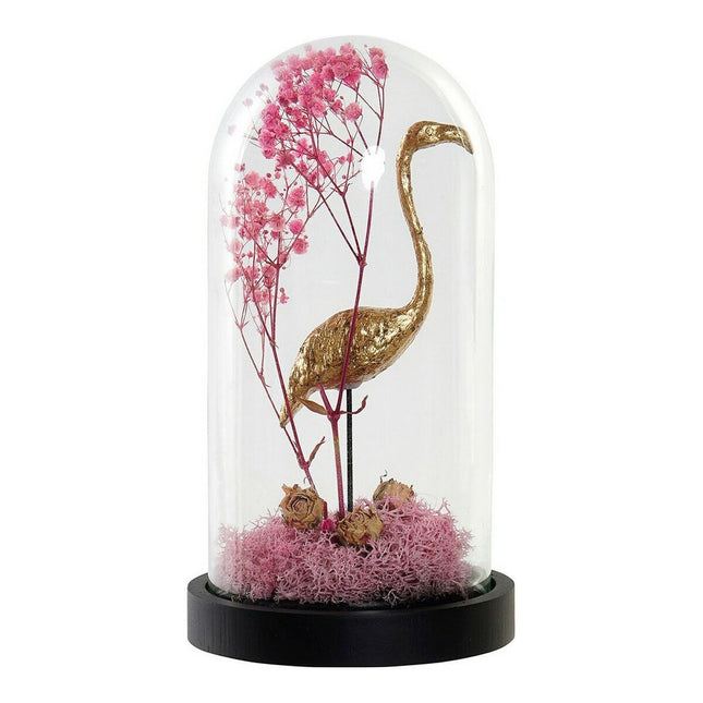 Deko-Figur DKD Home Decor Gold Flamingo 11 x 11 x 22 cm Schwarz Rosa Tropical