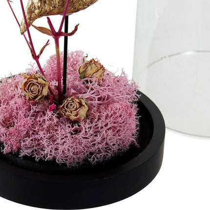 Deko-Figur DKD Home Decor Gold Flamingo 11 x 11 x 22 cm Schwarz Rosa Tropical