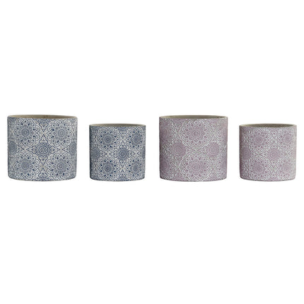 Blumentopf DKD Home Decor Blau Rosa Zement Indianer 17 x 17 x 15 cm (2 Stück)