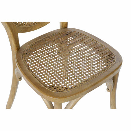 Esszimmerstuhl DKD Home Decor 8424001805570 Bunt Hellbraun Rattan Ulmenholz 45 x 42 x 92 cm
