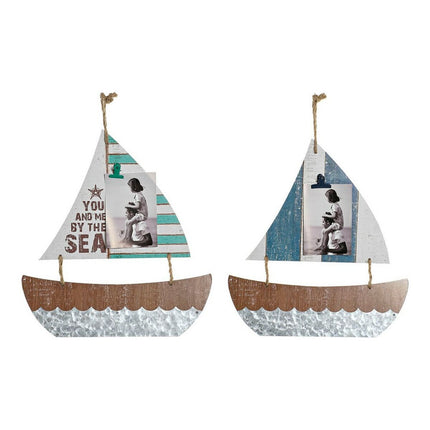 Dekoration zum Aufhängen DKD Home Decor Segelboot 40 x 2 x 43 cm Braun Bunt Mediterraner (2 Stück)