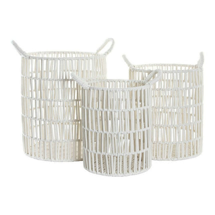 Korb-Set DKD Home Decor DC-180842 Weiß 39 x 39 x 46 cm Metall Boho