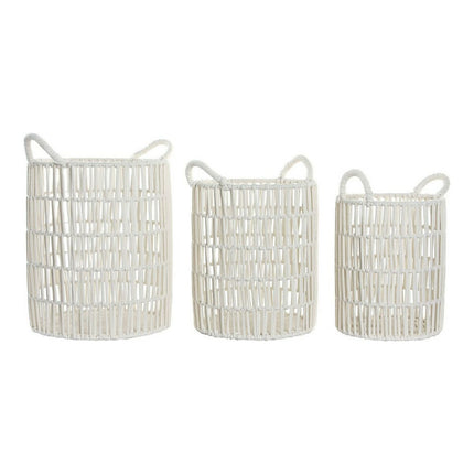 Korb-Set DKD Home Decor DC-180842 Weiß 39 x 39 x 46 cm Metall Boho
