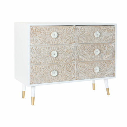 Kommode DKD Home Decor 100 x 42 x 80 cm Tanne Weiß Kunststoff Hellbraun Mandala Indianer
