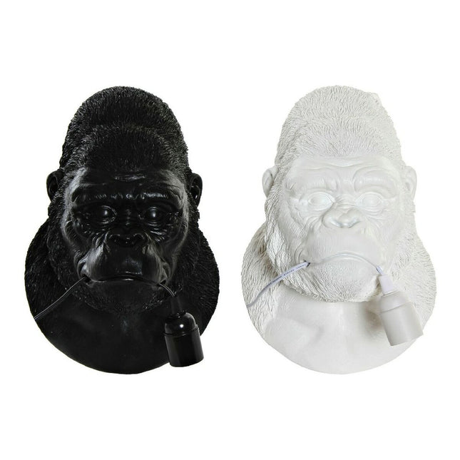 Wandleuchte DKD Home Decor 23 x 19 x 32 cm Schwarz Weiß Harz 220 V 50 W Gorilla Moderne (2 Stück)