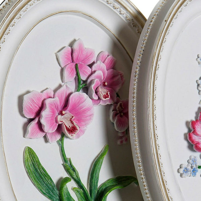 Deko-Figur DKD Home Decor 17 x 2,5 x 21,6 cm Rosa Weiß Blomster (2 Stück)