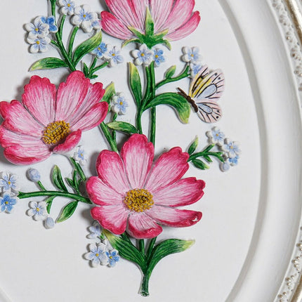 Deko-Figur DKD Home Decor 17 x 2,5 x 21,6 cm Rosa Weiß Blomster (2 Stück)