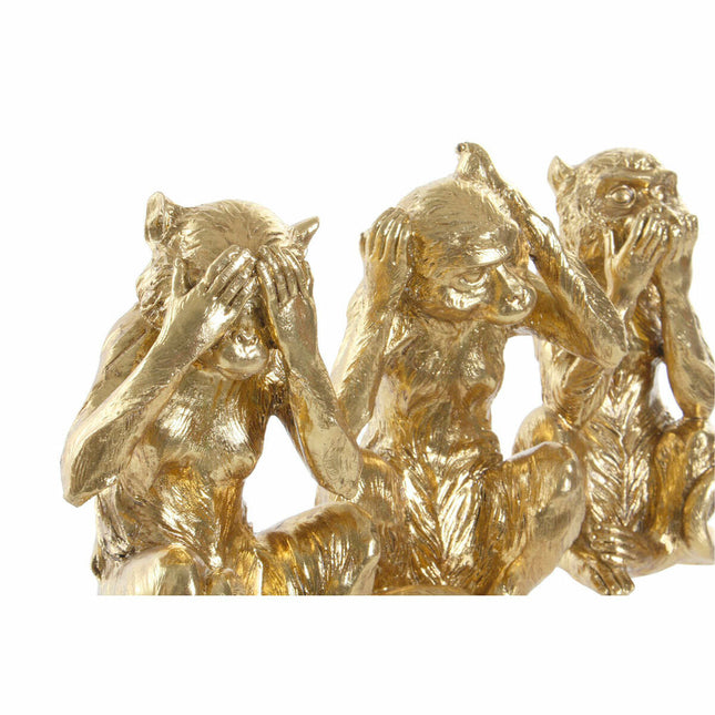 Deko-Figur DKD Home Decor 13 x 11 x 19,5 cm Gold Harz Kolonial Affe (3 Stücke)