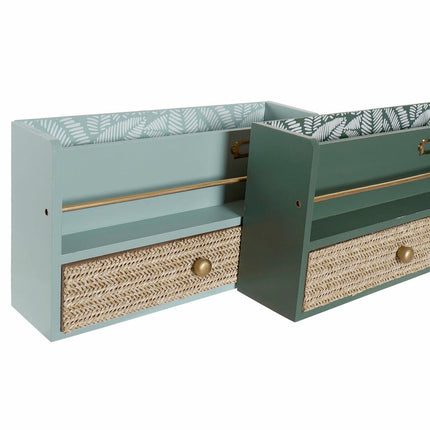 Mehrzweck-Organizer DKD Home Decor Minze grün Polypropylen (PP) Holz MDF (2 pcs) (30 x 9 x 17 cm)