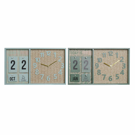 Wanduhr DKD Home Decor grün Polypropylen Tropical Holz MDF 40 x 5 x 24 cm (2 Stück)