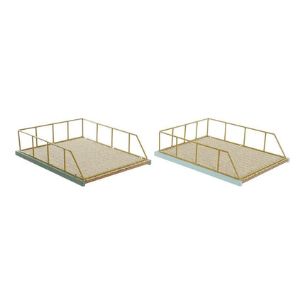 Schale DKD Home Decor 8424001813865 28,5 x 36 x 9 cm grün Polypropylen Holz MDF (2 Stück)