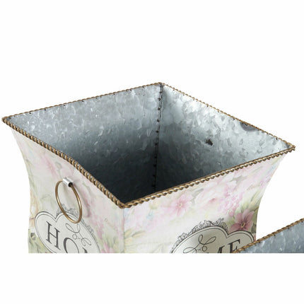 Blumentopf DKD Home Decor 21,5 x 21,5 x 25 cm Rosa Metall Blomster Shabby Chic