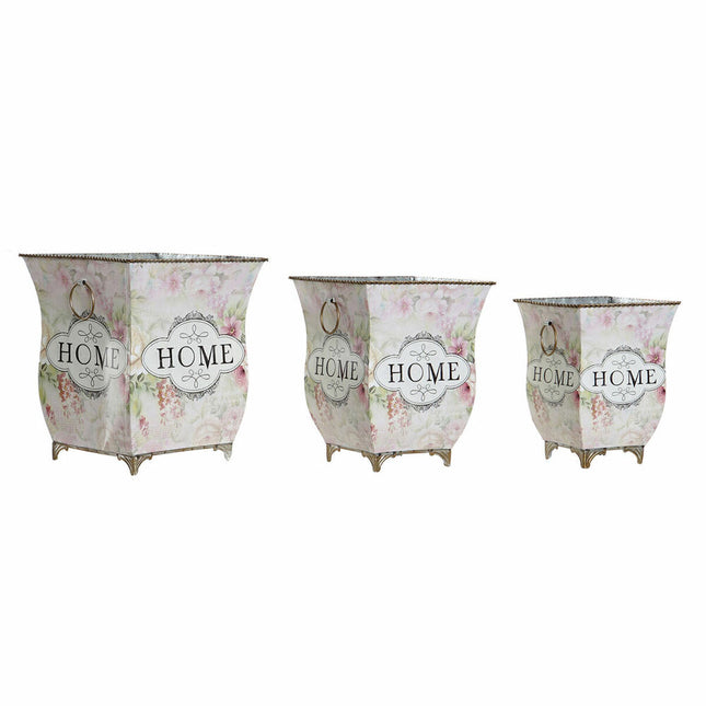 Blumentopf DKD Home Decor 21,5 x 21,5 x 25 cm Rosa Metall Blomster Shabby Chic