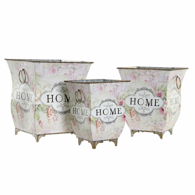 Blumentopf DKD Home Decor 21,5 x 21,5 x 25 cm Rosa Metall Blomster Shabby Chic