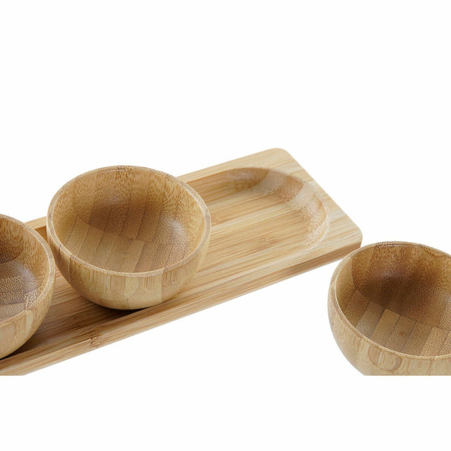 Tablett für Snacks DKD Home Decor Bunt natürlich Bambus rechteckig 20,5 x 7 x 2 cm