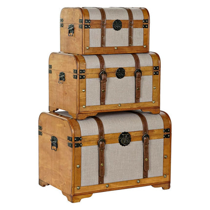 Truhe DKD Home Decor Holz Leinwand (3 pcs)
