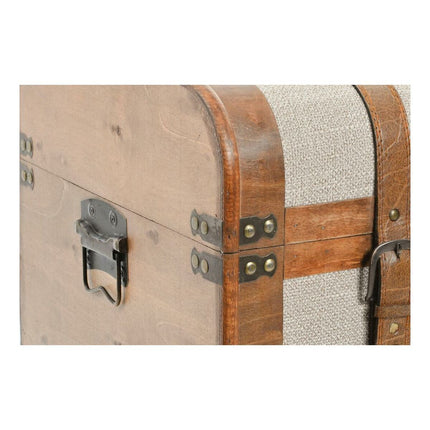 Schubladenschrank DKD Home Decor 45 x 35 x 71 cm Leinwand natürlich Beige Holz Kolonial