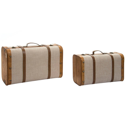 Truhensatz DKD Home Decor 60 x 24 x 37,5 cm Leinwand natürlich Beige Holz Kolonial